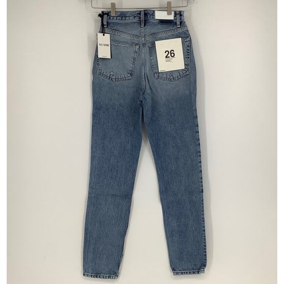 RE/DONE Super High Drainpipe Size 26 Destroy Wrecking Blue $325 msrp G12-11 - Picture 3 of 8